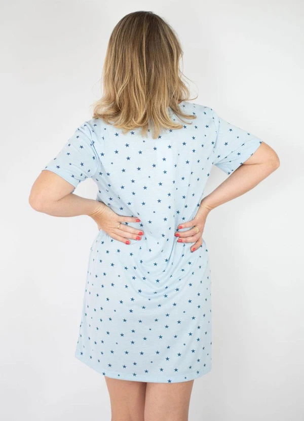 Piante Pijamas - Camisola Manga Curta Poliviscose Azul Estrelas 2