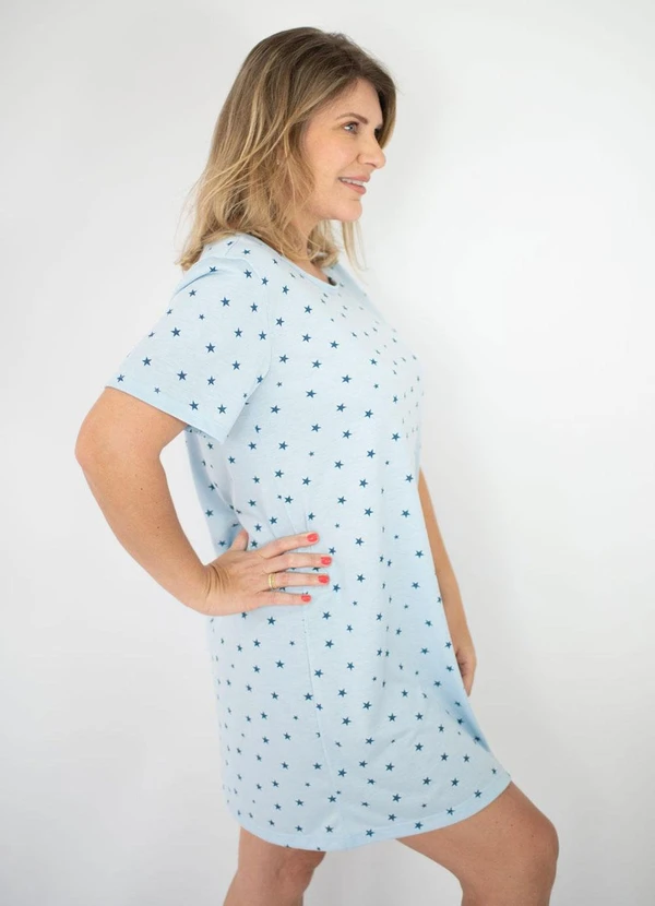 Piante Pijamas - Camisola Manga Curta Poliviscose Azul Estrelas 4