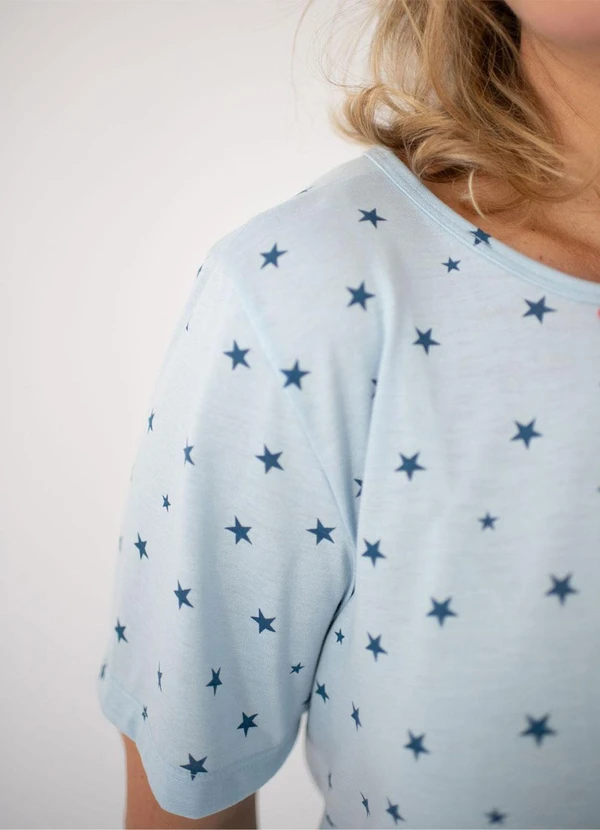 Piante Pijamas - Camisola Manga Curta Poliviscose Azul Estrelas 6
