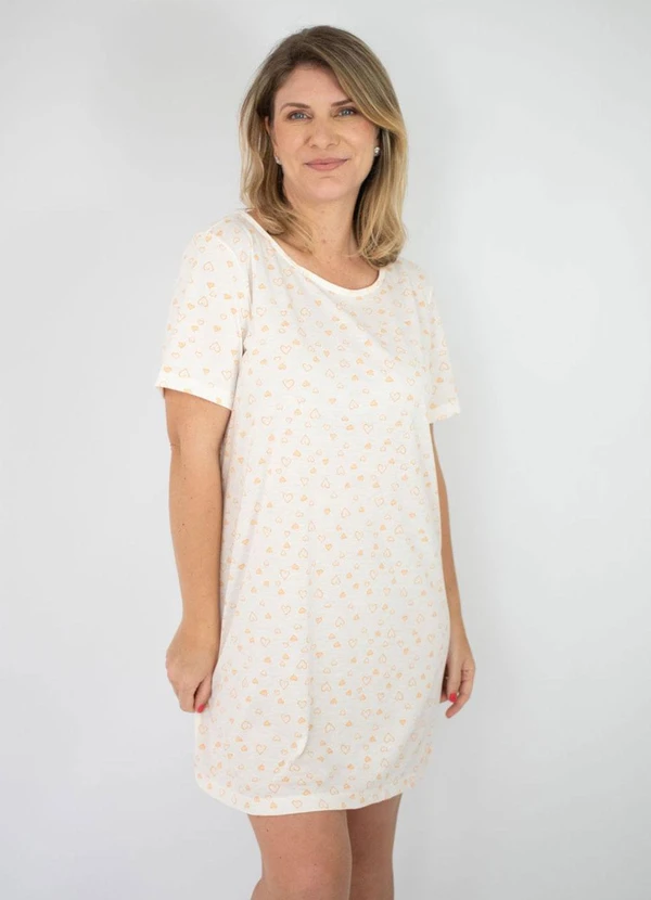 Piante Pijamas - Camisola Manga Curta Poliviscose Coração Laranja