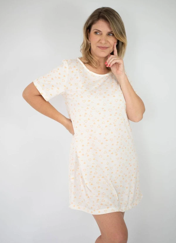 Piante Pijamas - Camisola Manga Curta Poliviscose Coração Laranja 3