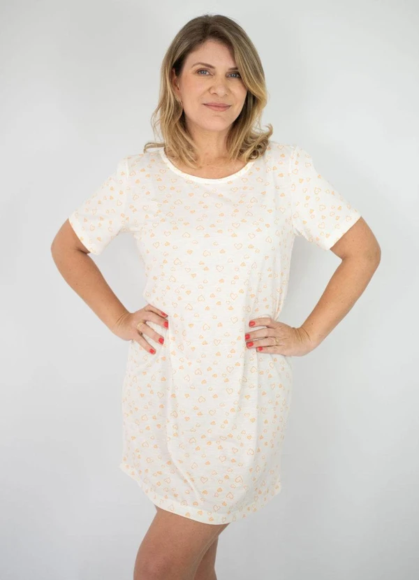 Piante Pijamas - Camisola Manga Curta Poliviscose Coração Laranja 4