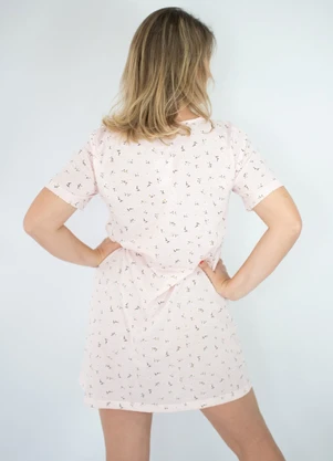 Piante Pijamas - Camisola Manga Curta Poliviscose Floral Rosa - PIANTE PIJAMAS