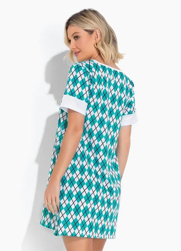 Alma Dolce - Camisola Manga Curta Verde e Branco 2