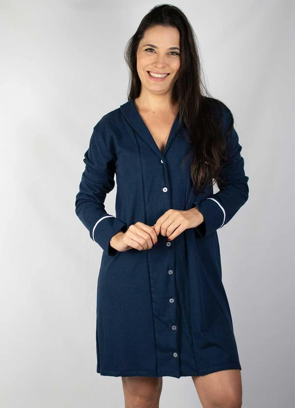 Piante Pijamas - Camisola Manga Longa Algodão Azul 3