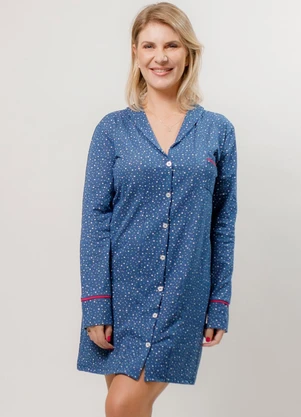 Piante Pijamas - Camisola Manga Longa Algodão Azul - PIANTE PIJAMAS