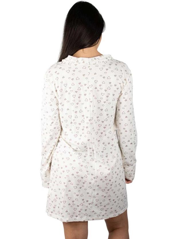 Piante Pijamas - Camisola Manga Longa Algodão Coração Bege 2