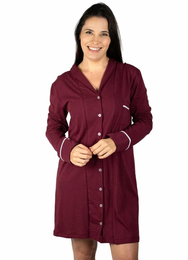 Piante Pijamas - Camisola Manga Longa Algodão Vermelho 4