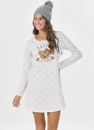 Espaço Pijama - Camisola Manga Longa Bege - ESPAÇO PIJAMA