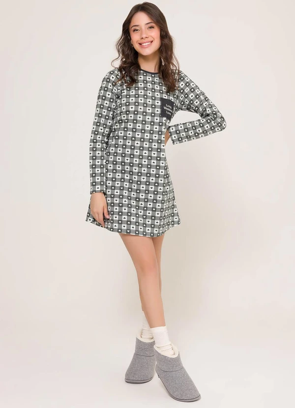Espaço Pijama - Camisola Manga Longa Cinza