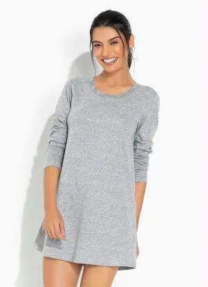 Alma Dolce - Camisola Manga Longa com Renda Cinza - ALMA DOLCE