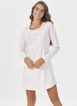 Espaço Pijama - Camisola Manga Longa Rosa Claro - ESPAÇO PIJAMA