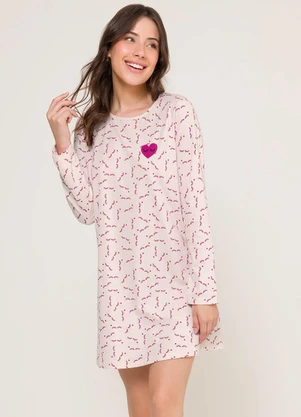 Espaço Pijama - Camisola Manga Longa Rosa - ESPAÇO PIJAMA