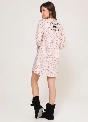 Espaço Pijama - Camisola Manga Longa Rosa - ESPAÇO PIJAMA