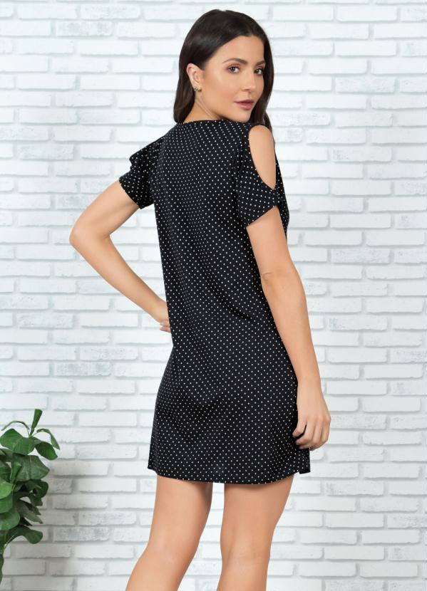 Outlet - Camisola Preta com Poá e Recorte Vazado na Manga 2