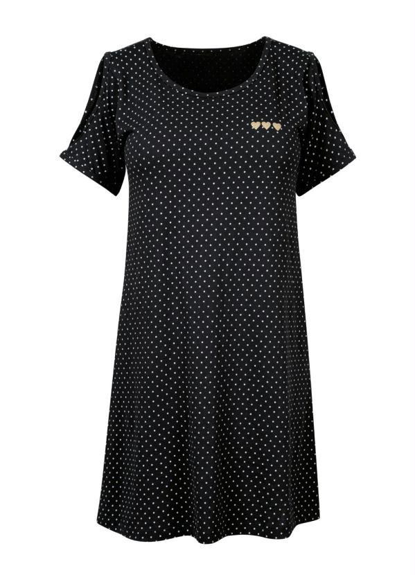 Outlet - Camisola Preta com Poá e Recorte Vazado na Manga 6