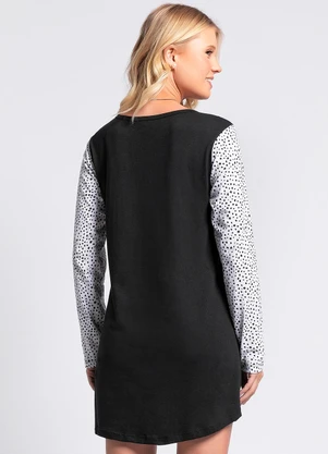 Alma Dolce - Camisola Preto/Poá em Malha de Algodão - ALMA DOLCE