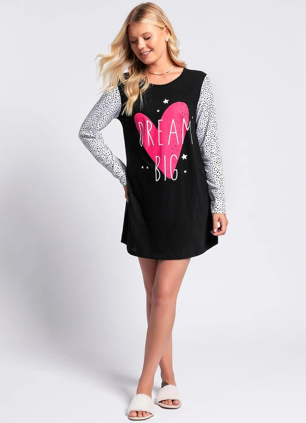 Alma Dolce - Camisola Preto/Poá em Malha de Algodão 3