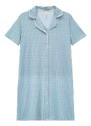 Malwee - Camisola Vichy em Viscose Azul Claro - MALWEE