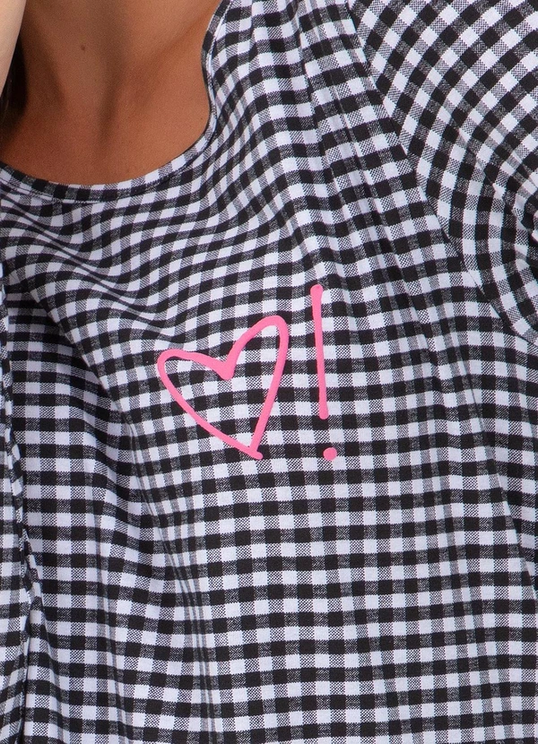 Alma Dolce - Camisola Xadrez Preto em Malha de Algodão 2