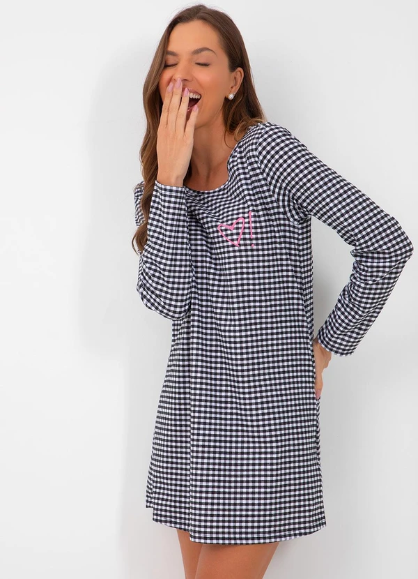 Alma Dolce - Camisola Xadrez Preto em Malha de Algodão 4