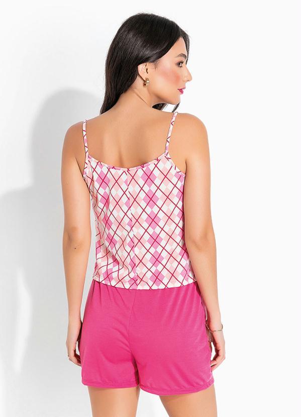 Alma Dolce - Pijama Curto de Alcinha Xadrez Rosa 2