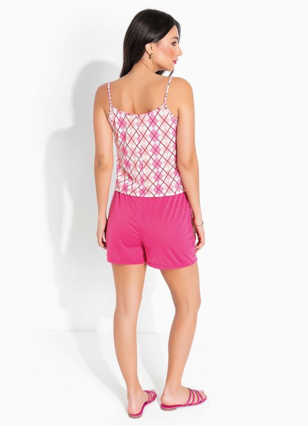 Alma Dolce - Pijama Curto de Alcinha Xadrez Rosa 5