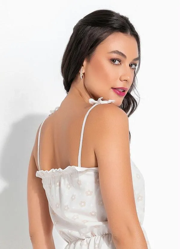 Alma Dolce - Pijama Floral com Alça de Amarrar e Babadinho 3