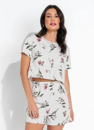 Alma Dolce - Pijama Floral Elegante Curto com Mangas Curtas - ALMA DOLCE