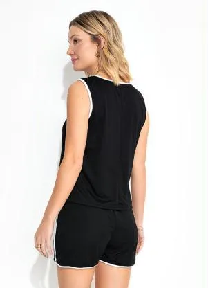 Alma Dolce - Pijama Preto/Branco Curto - ALMA DOLCE