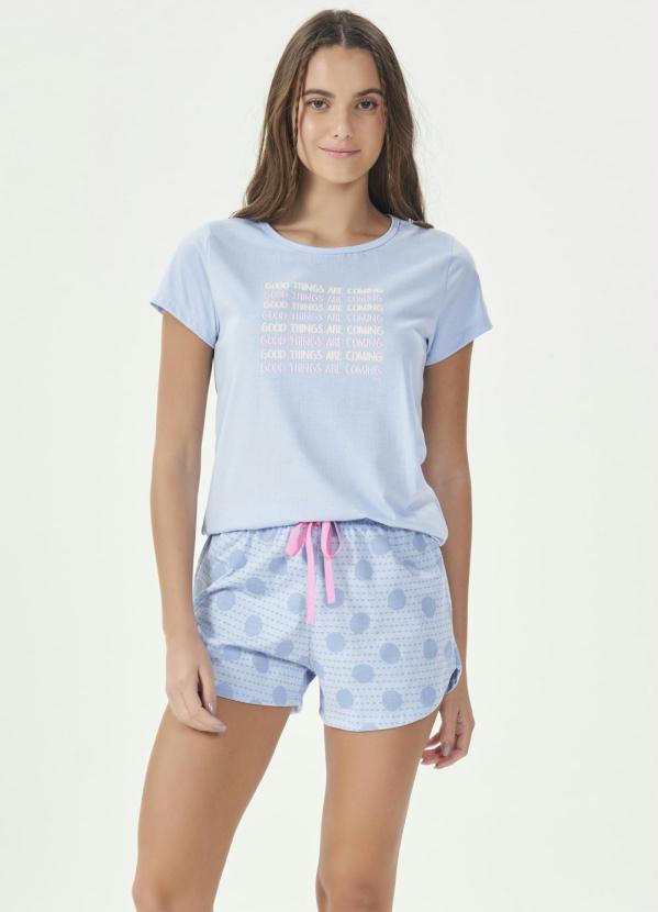 Espaço Pijama - Short Doll Manga Curta Azul