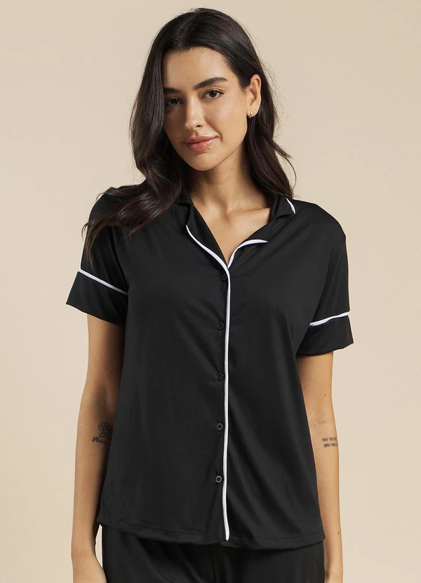 Anna Kock - Camisaria Manga Curta Preto