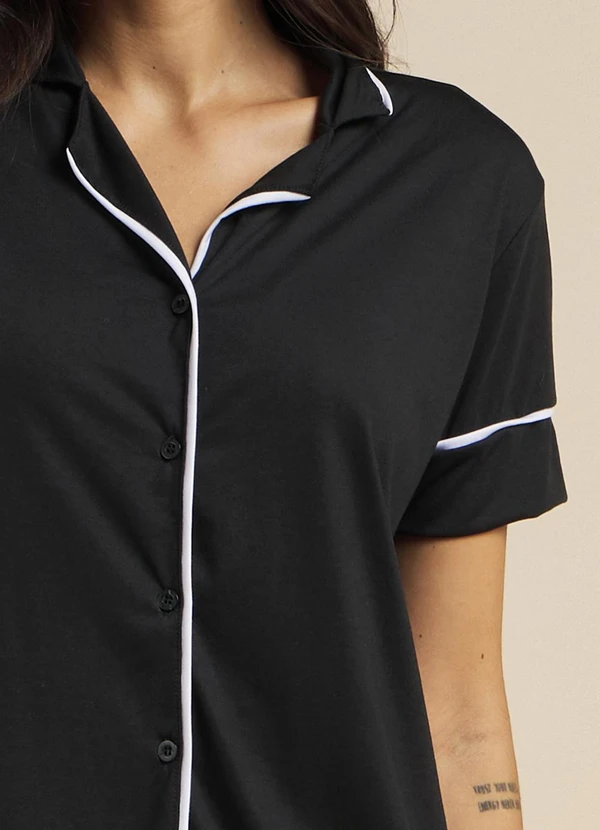 Anna Kock - Pijama Americano Manga Curta Preto 5