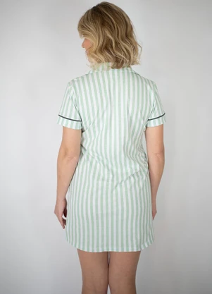 Piante Pijamas - Camisola Algodão Americana Filete Listrado Verde - PIANTE PIJAMAS