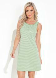 Camisola Verde e Listrado com Estampa Localizada