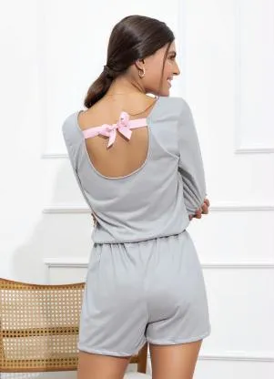 Alma Dolce - Conjunto Pijama com Detalhe nas Costas Cinza - ALMA DOLCE