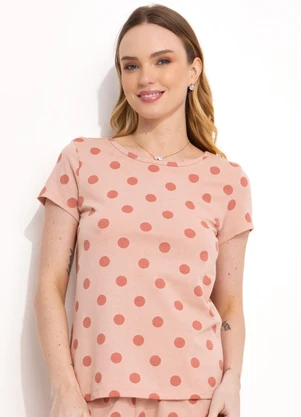 Alma Dolce - Conjunto Pijama Manga Curta Poá Rosa - ALMA DOLCE