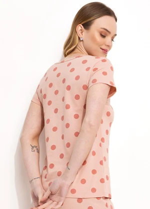 Alma Dolce - Conjunto Pijama Manga Curta Poá Rosa - ALMA DOLCE