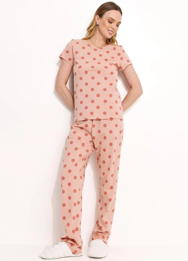 Alma Dolce - Conjunto Pijama Manga Curta Poá Rosa 5