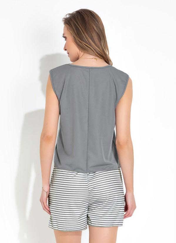 Alma Dolce - Conjunto Pijama Regata Listrado Cinza 2