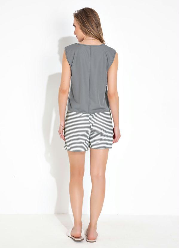 Alma Dolce - Conjunto Pijama Regata Listrado Cinza 4