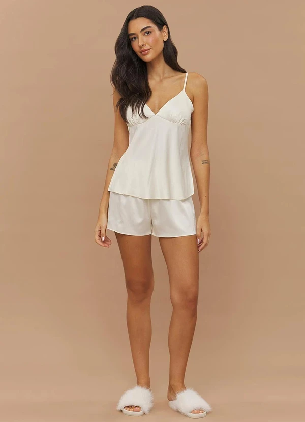 Anna Kock - Conjunto Short Doll Alça Off-White
