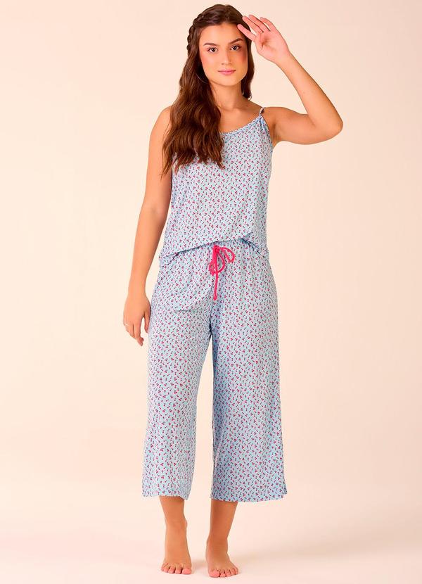 Merengue - Pijama Alça com Calça Capri Azul 1