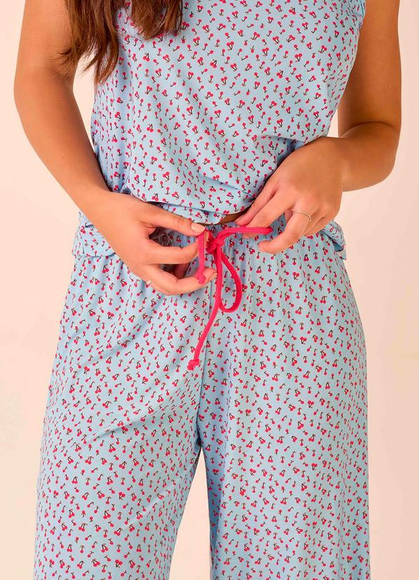 Merengue - Pijama Alça com Calça Capri Azul 3