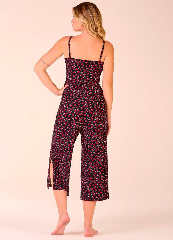 Merengue - Pijama Alça com Calça Capri Preto 2