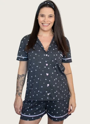 Piante Pijamas - Pijama Americano Algodão Estrelas Preto - PIANTE PIJAMAS