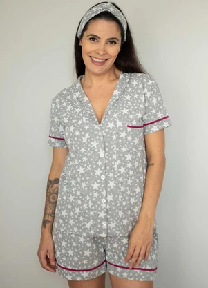 Piante Pijamas - Pijama Americano Algodão Estrelinhas Cinza - PIANTE PIJAMAS