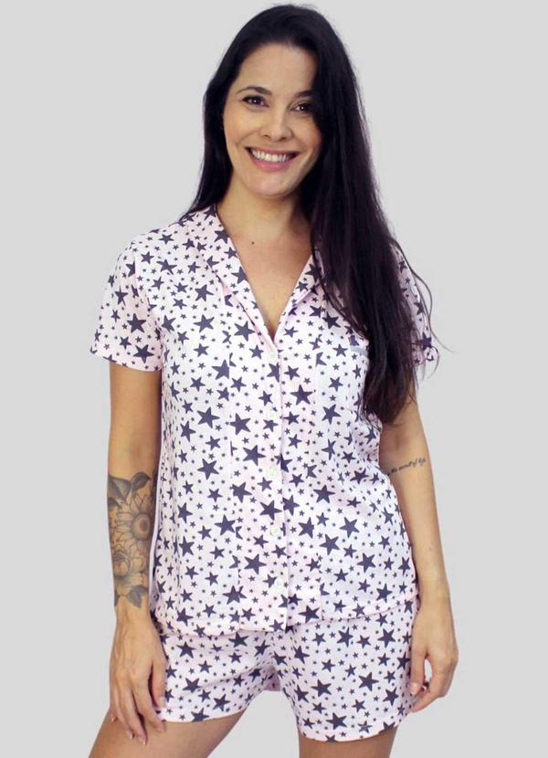 Piante Pijamas - Pijama Americano Algodão Estrelinhas Rosa