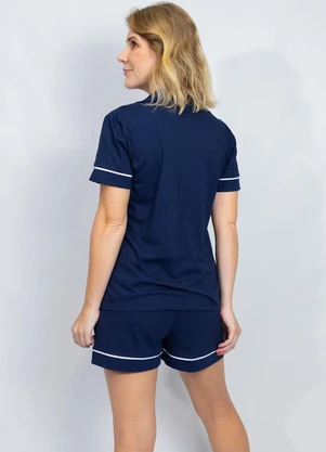 Piante Pijamas - Pijama Americano Algodão Filete Azul Marinho - PIANTE PIJAMAS