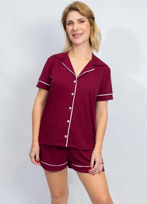 Piante Pijamas Pijama Americano Algodão Filete Bordô